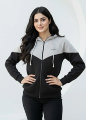Wearium Grey Edge Oversized ZipUp Women - Premium Cotton Fleece (Size: 2XL)