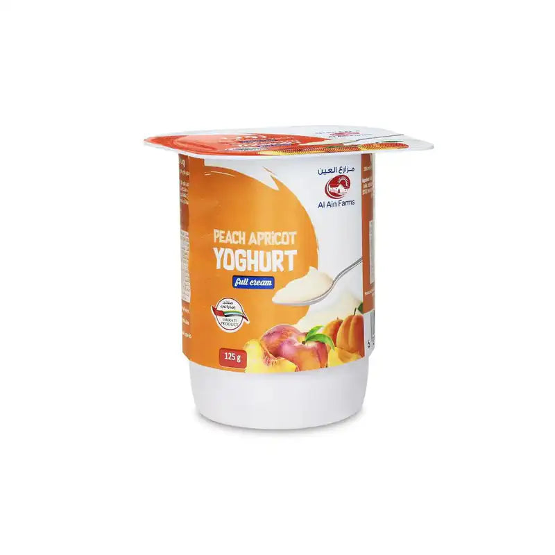 Al Ain Fresh Stirred Peach Apricot Yoghurt UAE, 125 gm