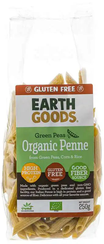 Earth Goods organic green peas penne gf 250g