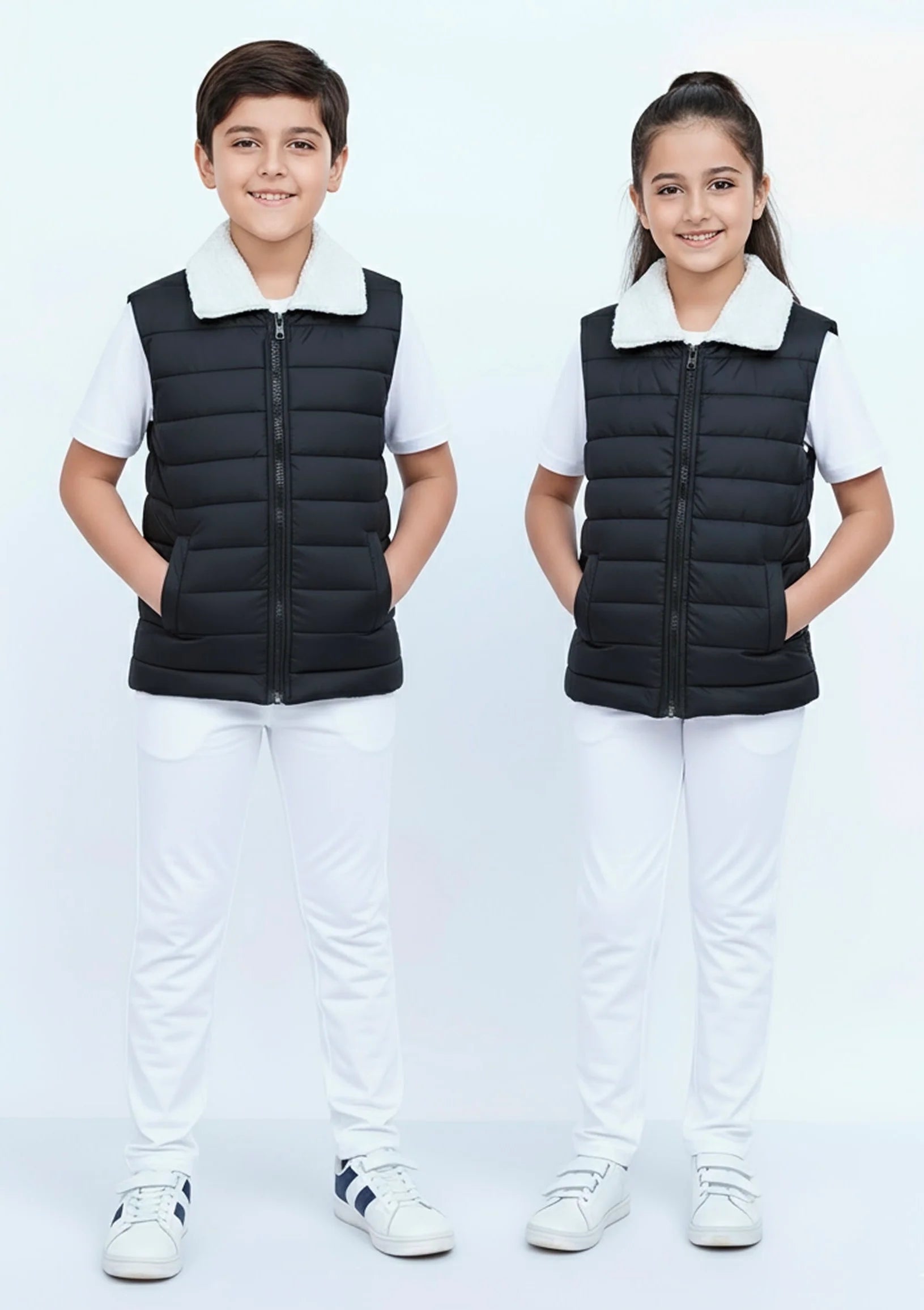 Wearium Elegant Sherpa Puffer Jacket - Black Kids
