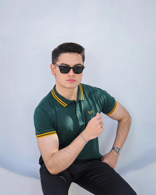 Wearium Gold Green - Tipping Cotton Polo (Size: 2XL)