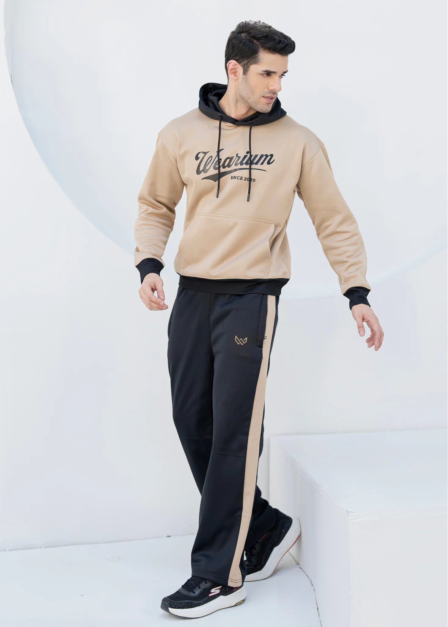 Tan/Black DropShoulders Tracksuit