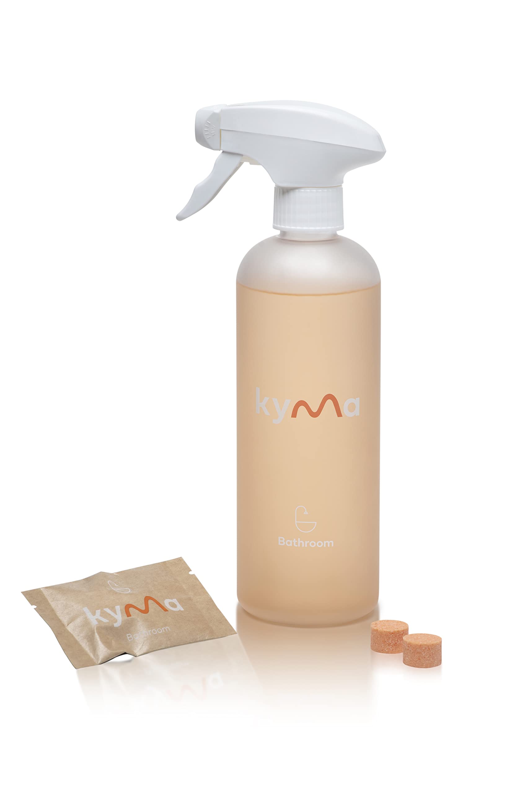 Kyma Bathroom Cleaner Single Kit, 1 Refillable Bottle + 1 Bathroom Refill, 500ml (Makes 1x 500ml Bottle of Bathroom Cleaner), Non-Toxic, Eco Friendly, Removes Limescale & Dirt, Cleans Powerfully