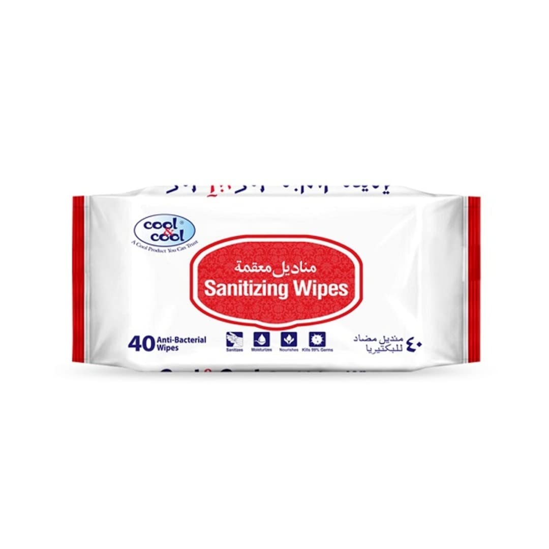 Cool & Cool Sanitizing Wipes - 40'S, Large