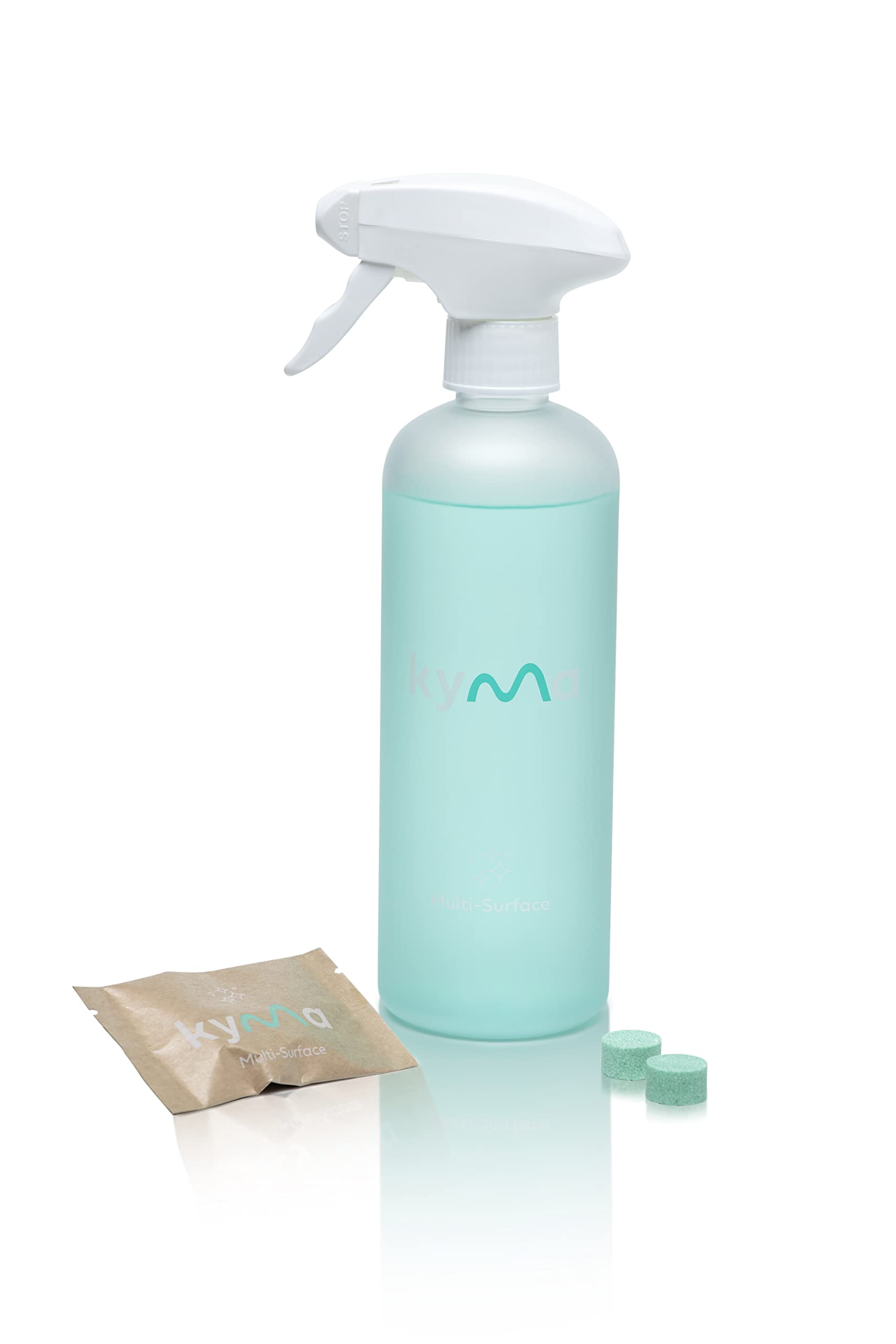 Kyma Multi-Surface Cleaner Single Kit, 1 Refillable Bottle + 1 Multi-Surface Refill, 500ml (Makes 1x 500ml Bottle of Multi-Surface Cleaner), Powerful, Non-Toxic, Eco Friendly, Removes Grease & Dirty
