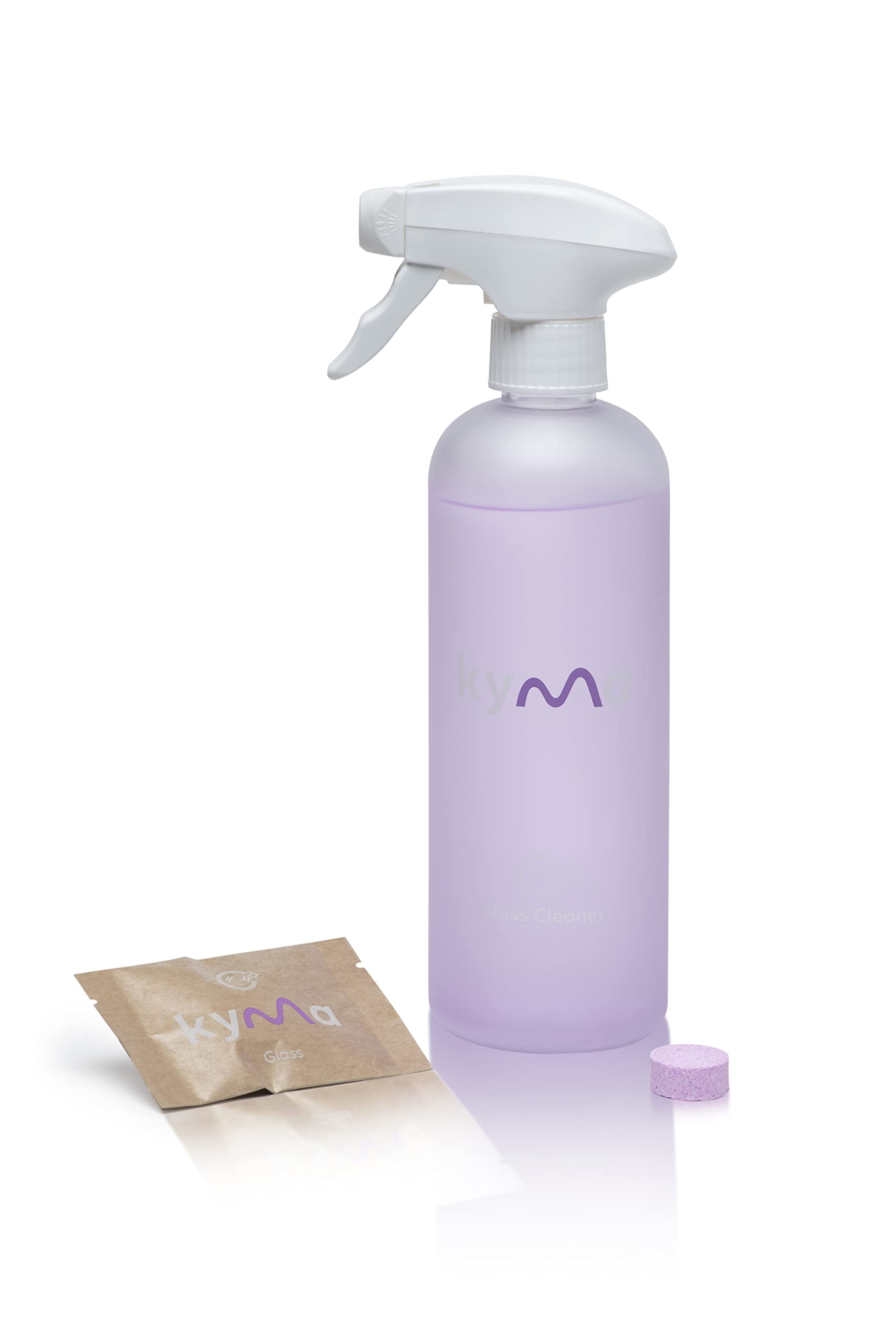 Kyma Glass Cleaner Single Kit, 1 Refillable Bottle + 1 Glass Refill, 500ml (Makes 1x 500ml Bottle of Glass Cleaner), Non-Toxic, Eco Friendly, Removes Dirt, Streak-Free, Cleans Powerfully
