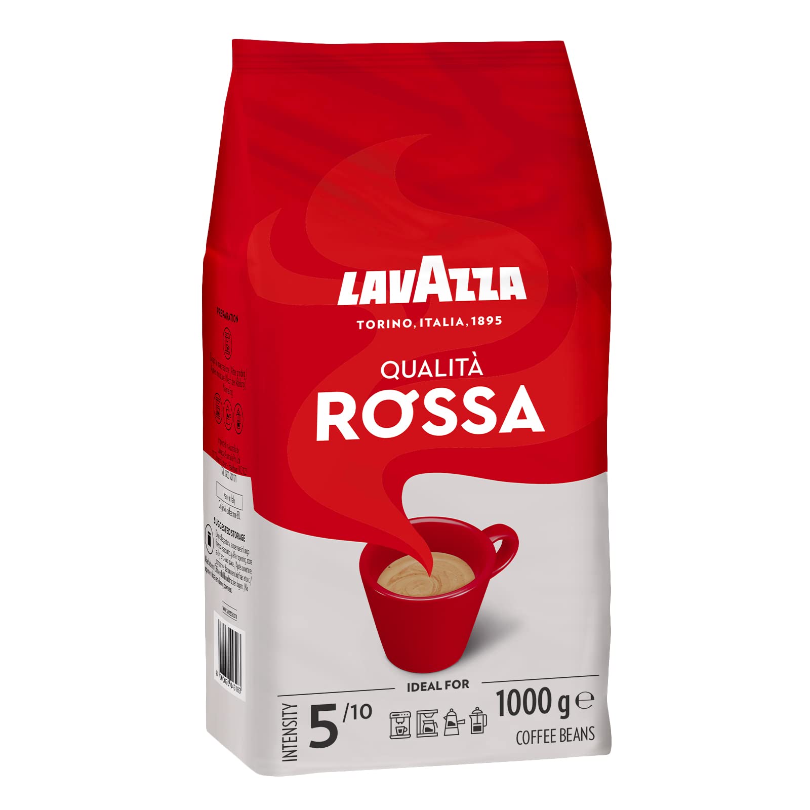 Lavazza Qualità Rossa Whole Bean Coffee, Medium Roast, 1 Kg