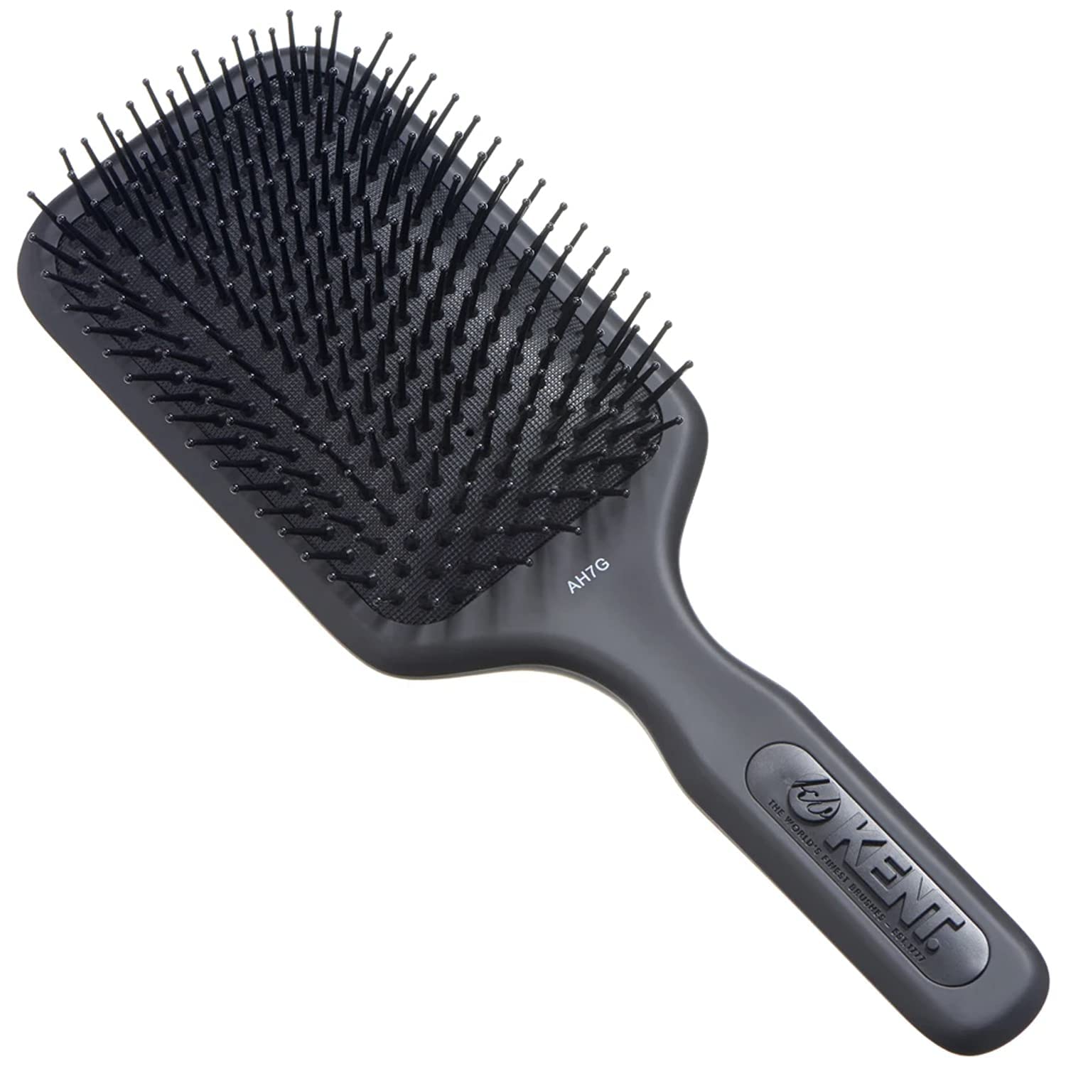 Kent Extra Large Phine Pin Paddle Air-cushioned Hairbrush with ball-tipped nylon quills for Effortless Detangling - AH7 Black (PACK OF 1)