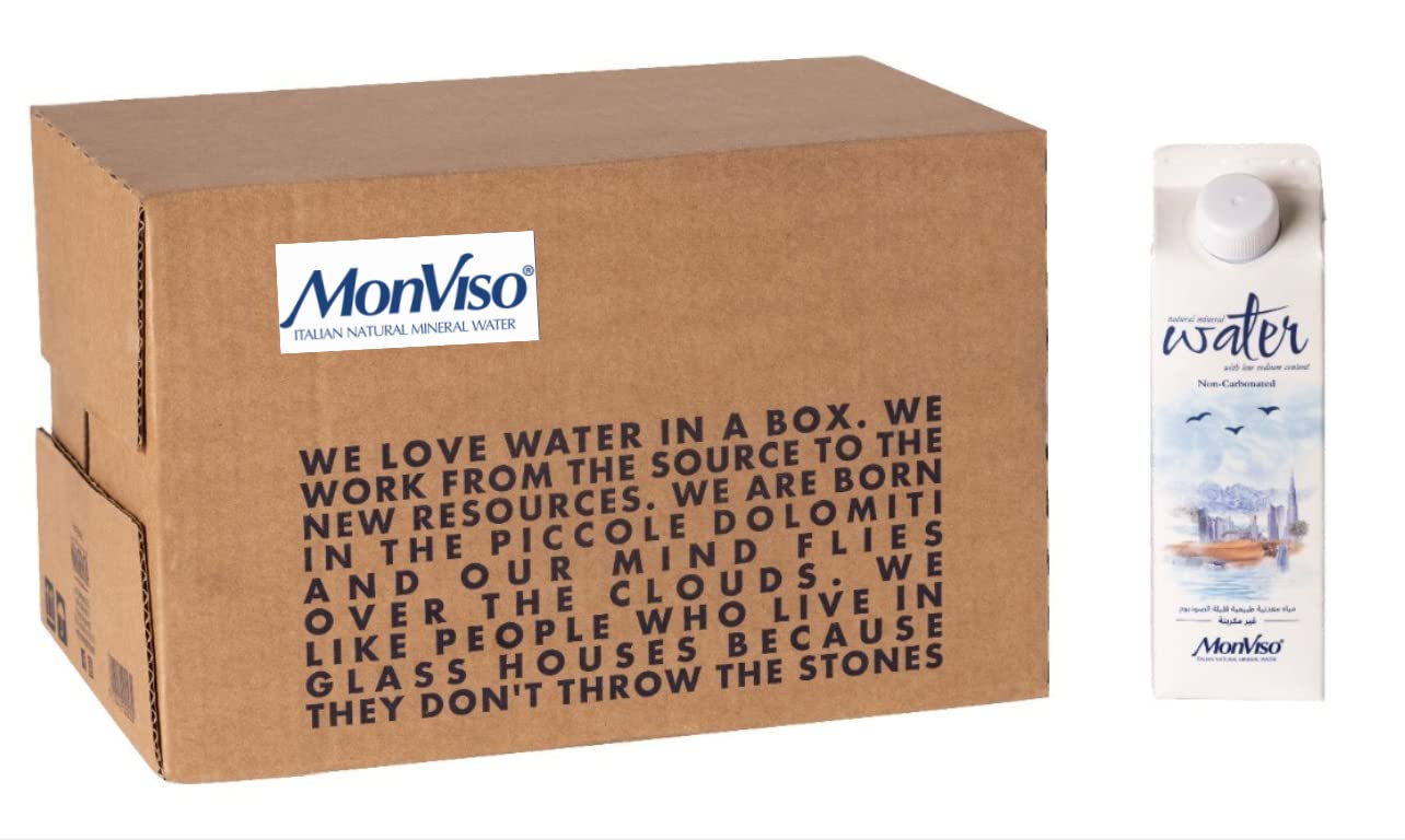 MONVISO, Gable Top Natural Mineral Water, 500 ml, Pack of 15