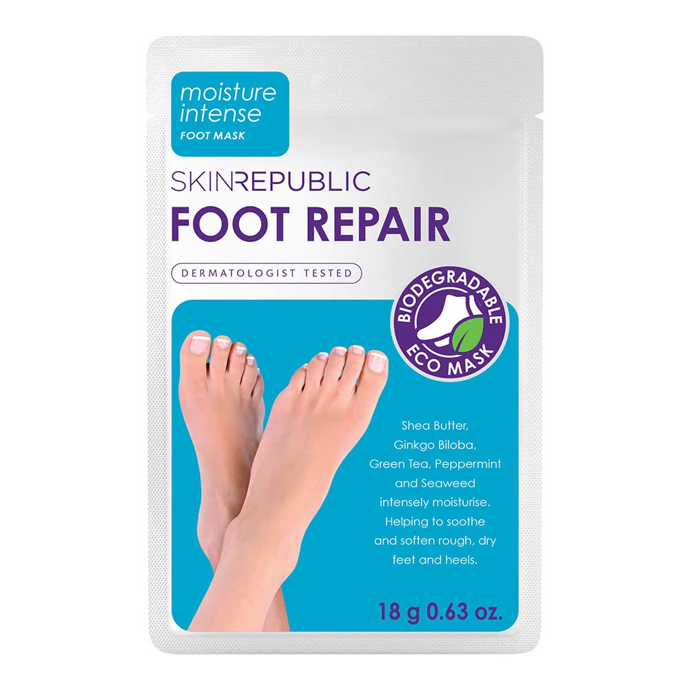 Skin Republic Foot Repair Mask, Helps Soothe Rough Dry Feet and Heels, Intensely Moisturising
