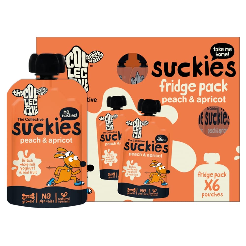 The Collective Suckies Peach Apricot Kids Yoghurt Pouch, 6 x 100g