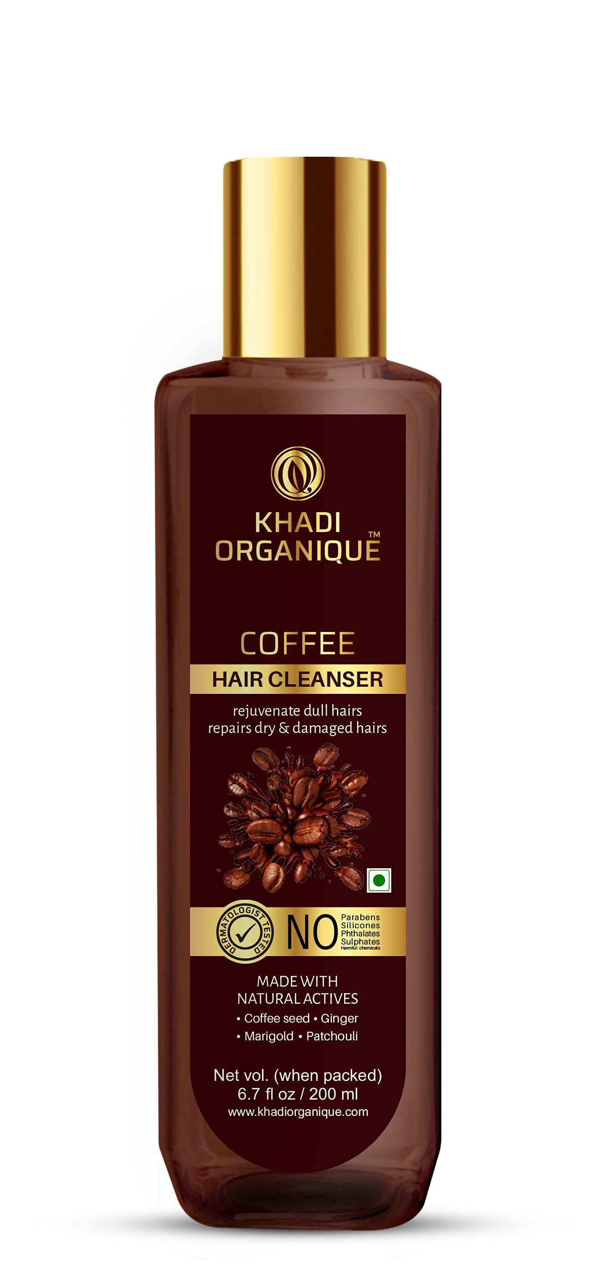 KHADI ORGANIQUE Coffee Hair Cleanser / Shampoo SLS & PARABEN FREE 200 ML, 200 ml (Pack of 1)