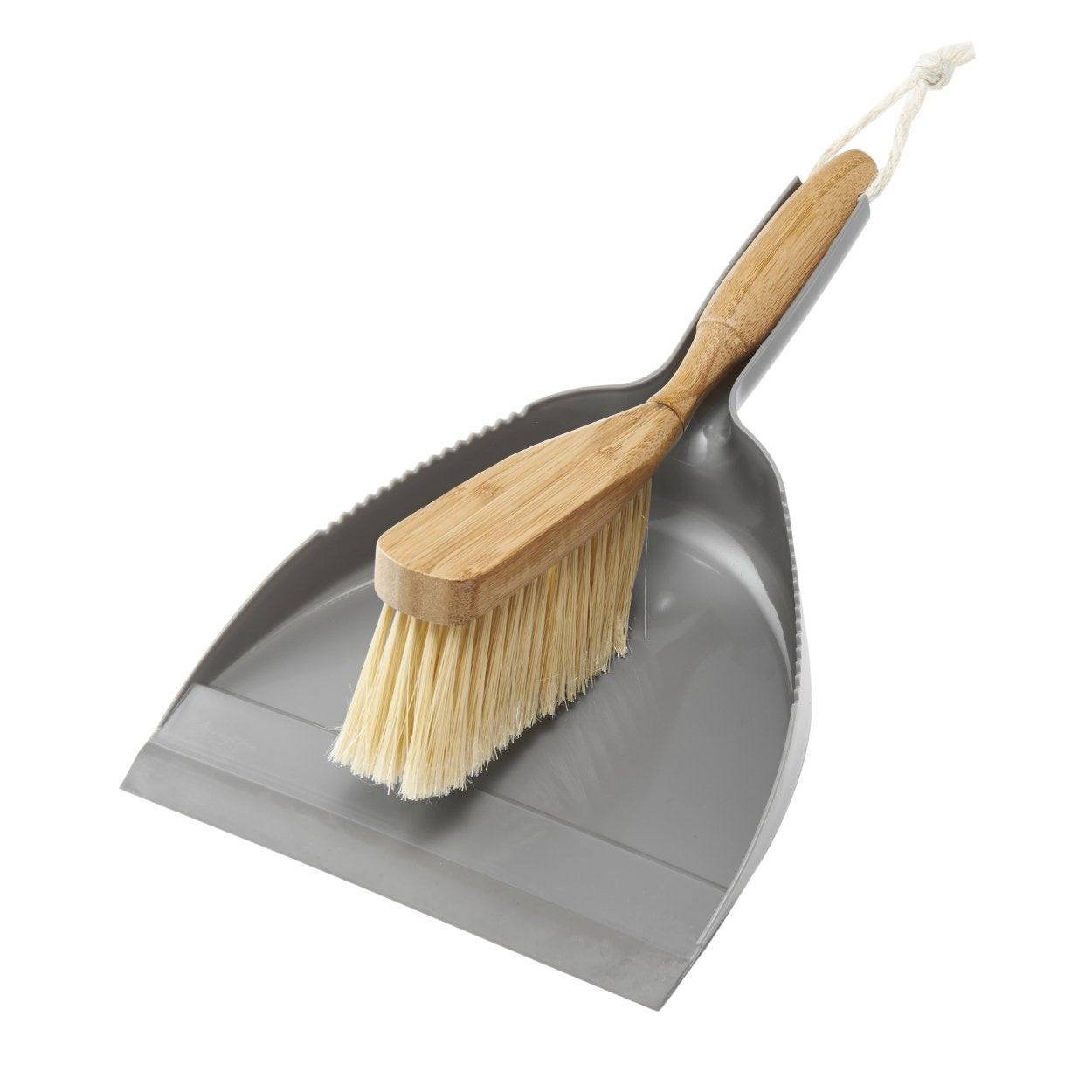Addis Dustpan & Bamboo Hand Brush Set, Grey & Natural, Bamboo, Grey/Wood, 35 x 22 x 6 cm