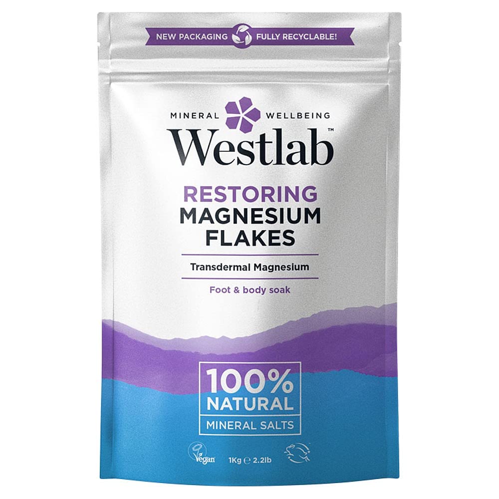 Westlab Restoring Magnesium Bath Flakes with 100% Natural Mineral Salts, Helps Calm/Relax Mind & Body - 1kg