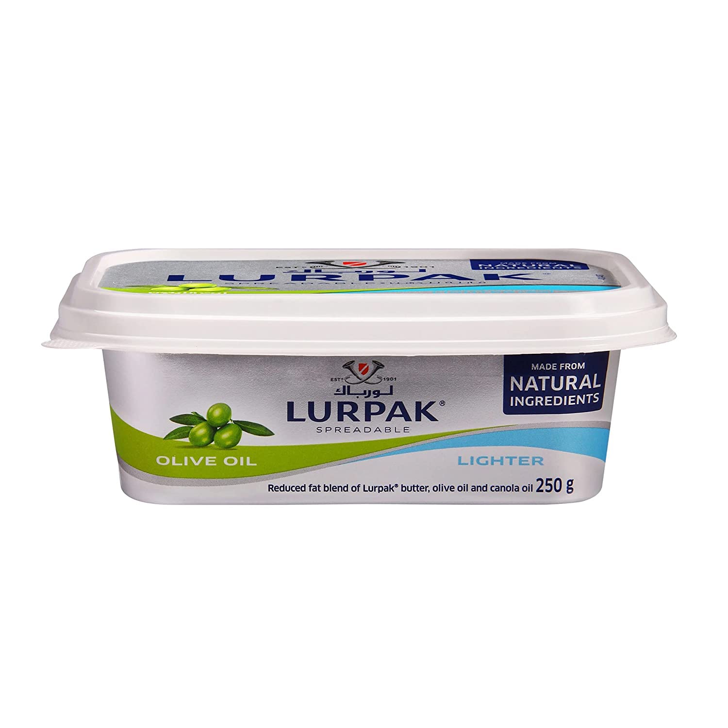 QualityFood Lurpak Unsalted Lighter Spreadable Butter with Olive Oil Tub, 250g