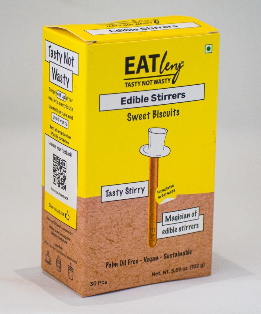 Palm Oil Free Edible Stirrers – Tasty Stirry | Eat Like a Cookie, Biscuit| Vegan Beverage, Coffee, Tea | Nut Free -30 Pcs Pack…
