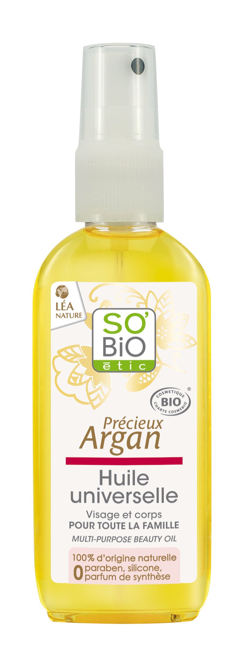 So'Bio Étic Universal Organic Argan Oil in Spray Bottle 100 ml | deep nourishing | paraben free |silicone free | suitable for all skin types
