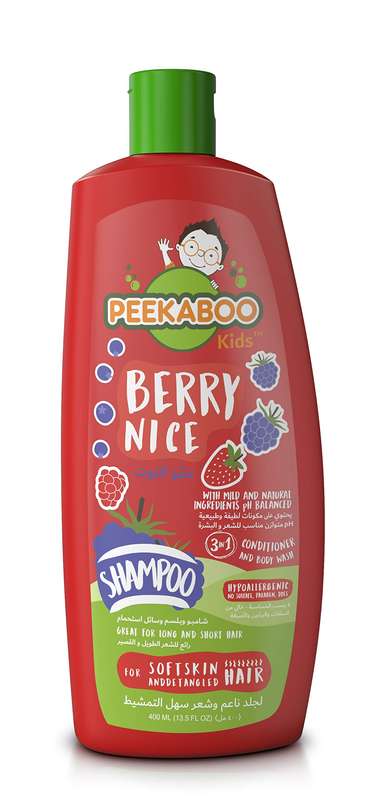 Peekaboo Kids 3 In 1 Shampoo, Conditioner And Body Wash, Berry Nice, 400 ml