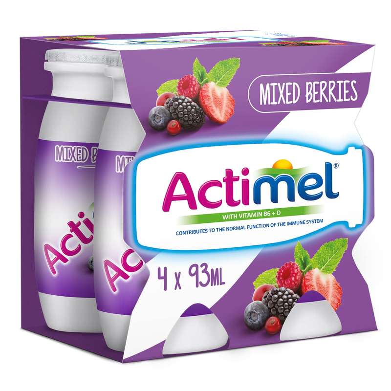 Actimel Mixed Berries Skimmed Dairy Drink 4 x 93ml