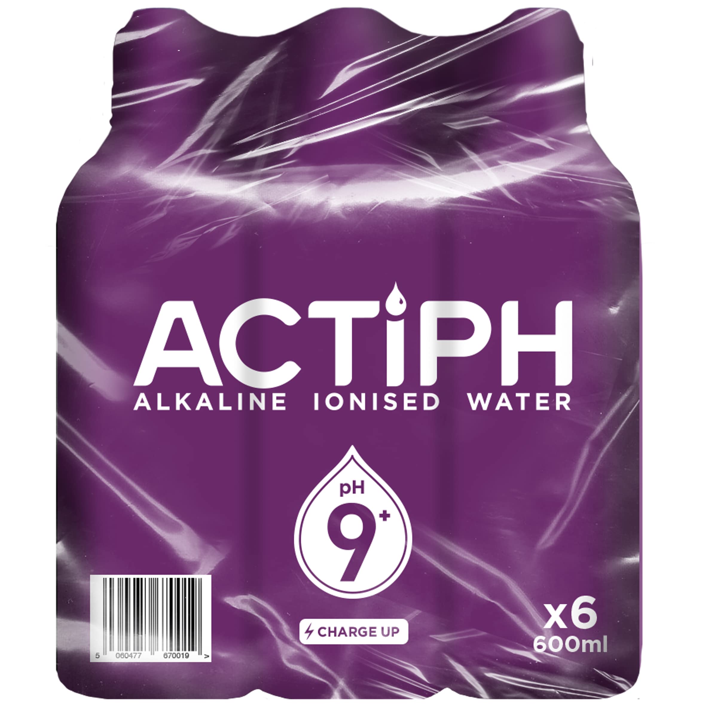 Alkaline Ionised Spring Water pH9+ (6x 600ml) Purified with Electrolytes Clean and Smooth Taste ACTIPH Water