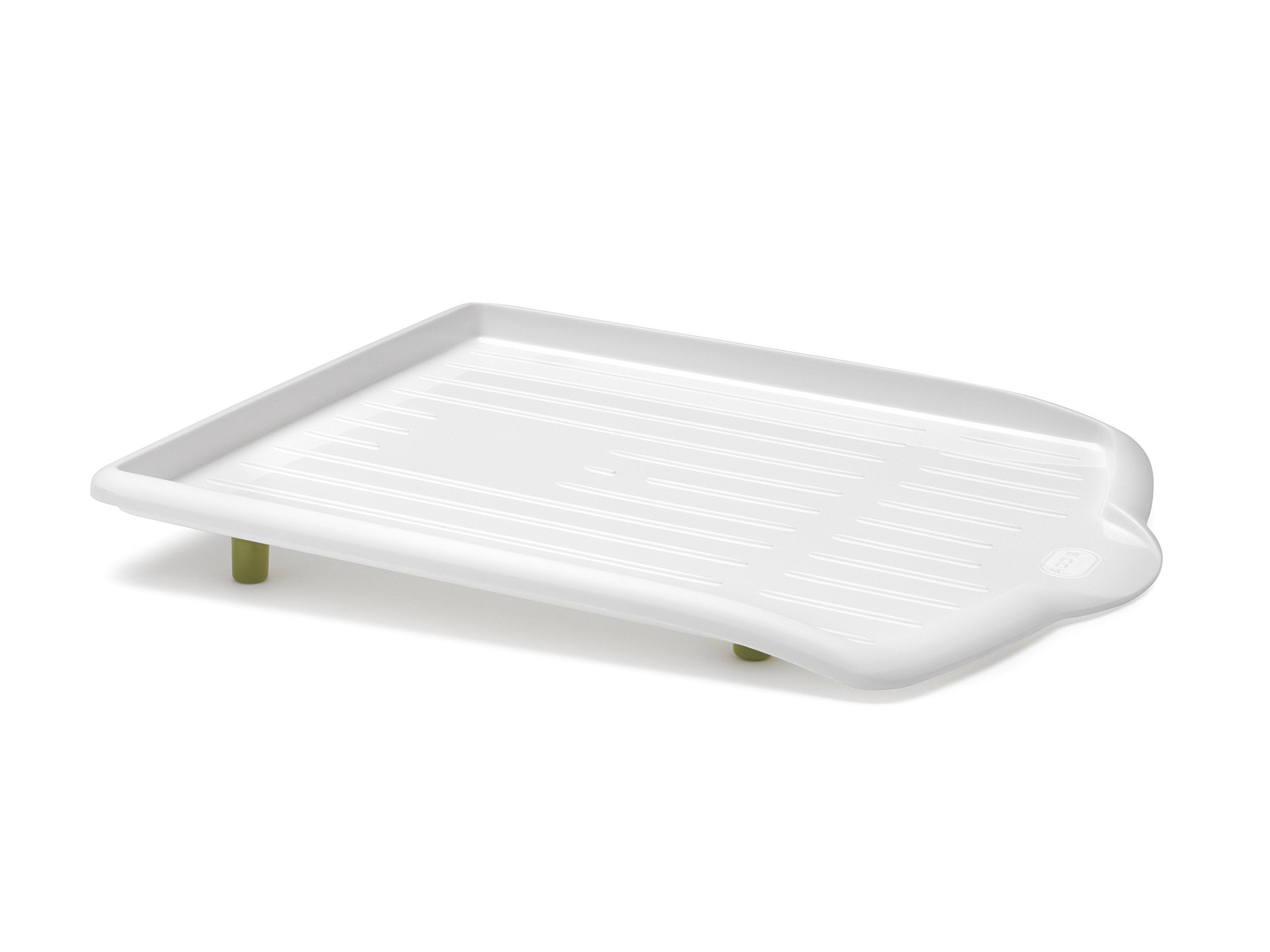 Addis Sink Side Drip Sloping Draining Tray with Soft Touch Feet, White/Green, 45 x 39 x 5 cm