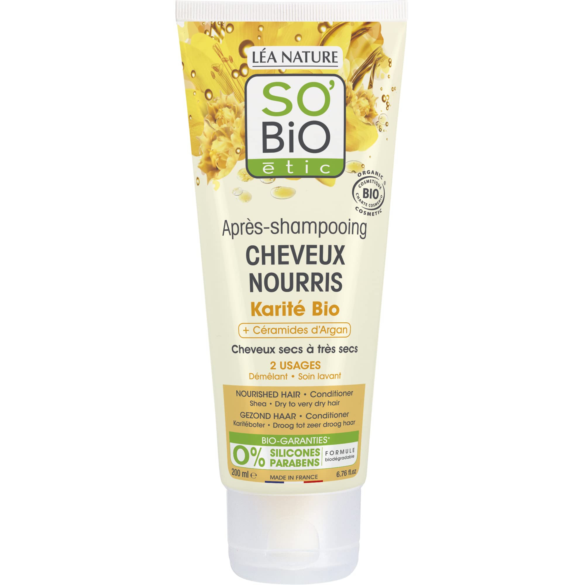 SO'BiO étic Shea and Argan Ceramides Cosmebio Nourished Hair Conditioner, 200 ml