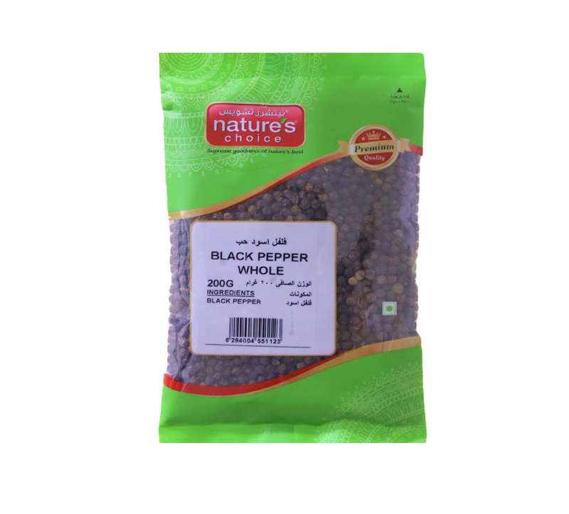 Product Feature:Brand: Natures Choicetype: Black Pepperseasoning Form: Whole Beanssize: 200 Gmpackaging: Pouch