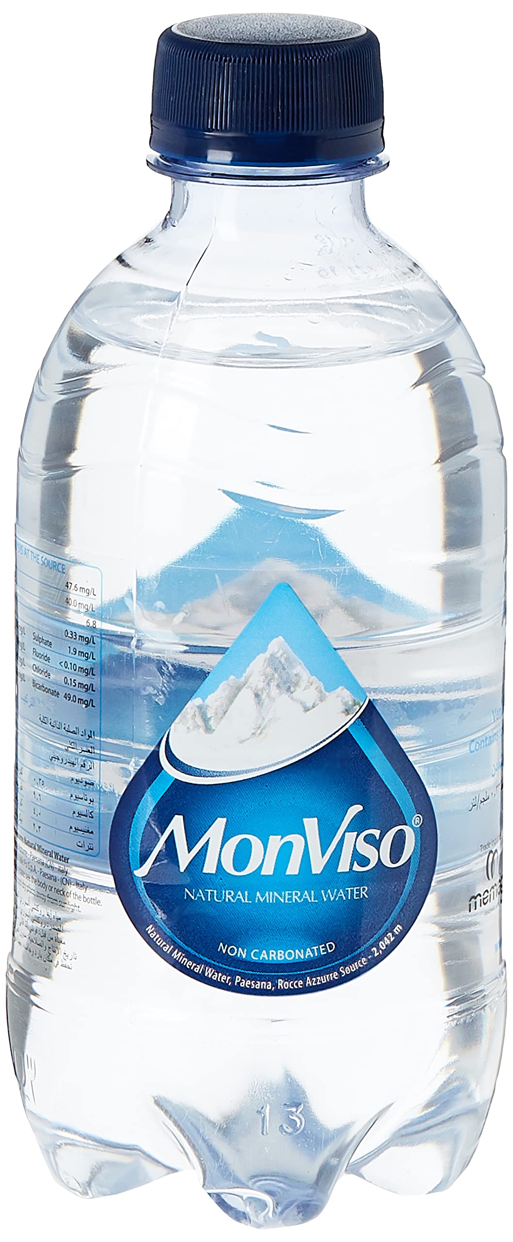 Monviso Still Natural Mineral Water - 330 ml - Italian Water - Lowest Sodium 0.33 mg/l - Pack of 24