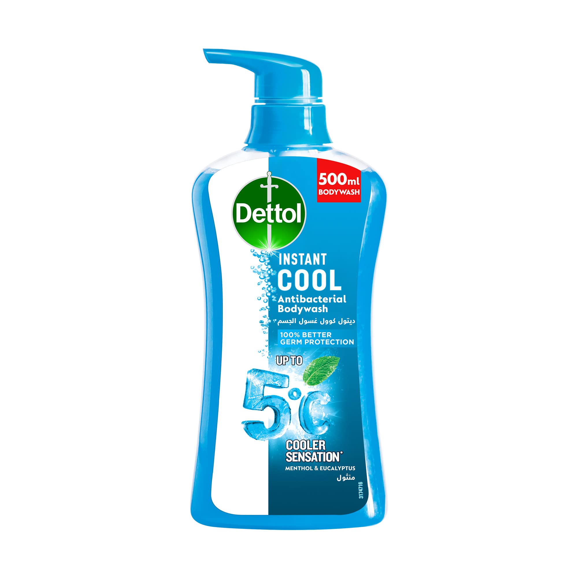 Dettol Cool Showergel & Bodywash, Menthol and Eucalyptus Fragrance 500ml