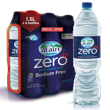 Al Ain Zero, Bottled Drinking Water - 1.5 litre (Pack of 6)