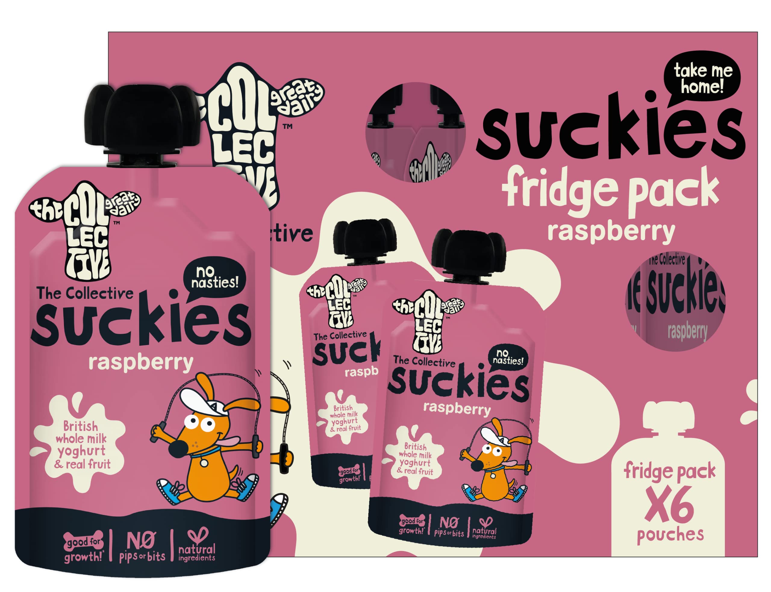 The Collective Suckies Raspberry Kids Yoghurt Pouch Multi-Pack 6 x 90g