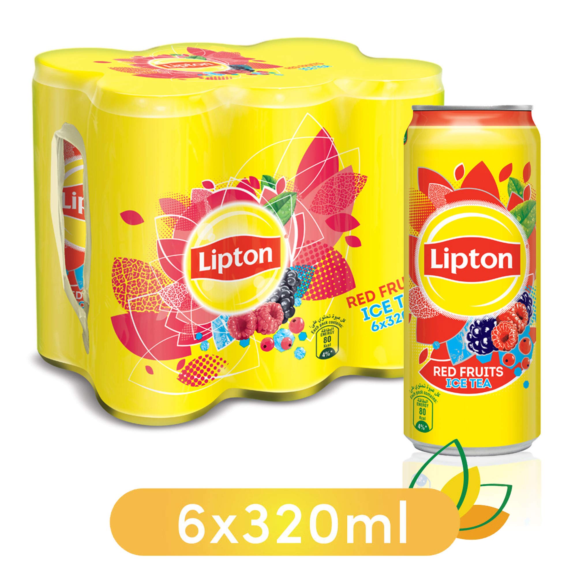 Lipton Ice Tea Red Fruits, Non-carbonated Iced Tea Drink, Cans, 6 x 320 ml