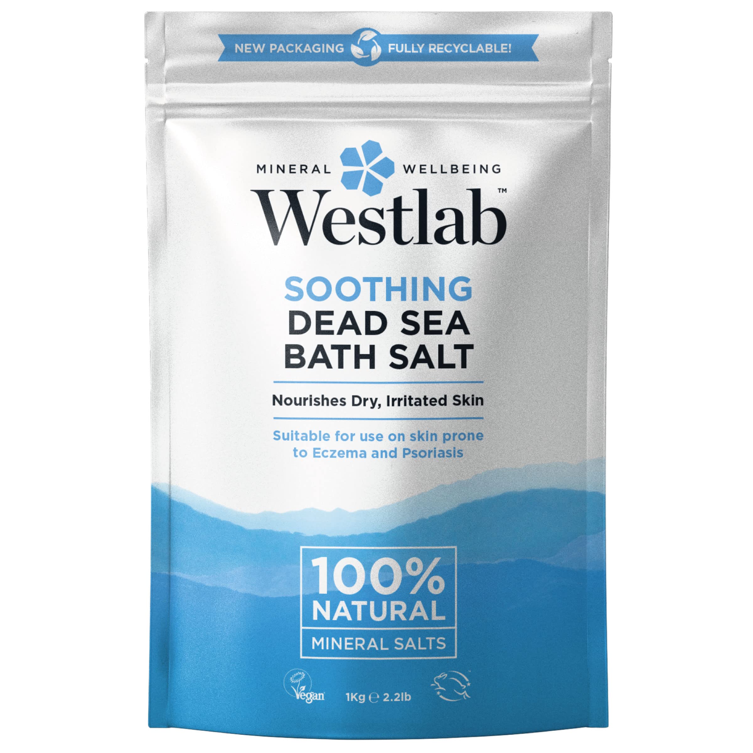 Westlab 100% Pure Soothing Dead Sea Salt, 1 Kg