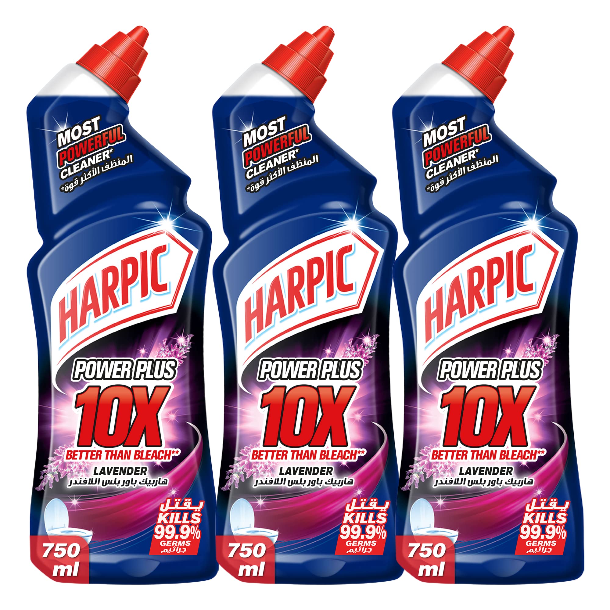 Harpic Lavender Power Plus 10X Most Powerful Toilet Cleaner, 750ml (Pack of 3)