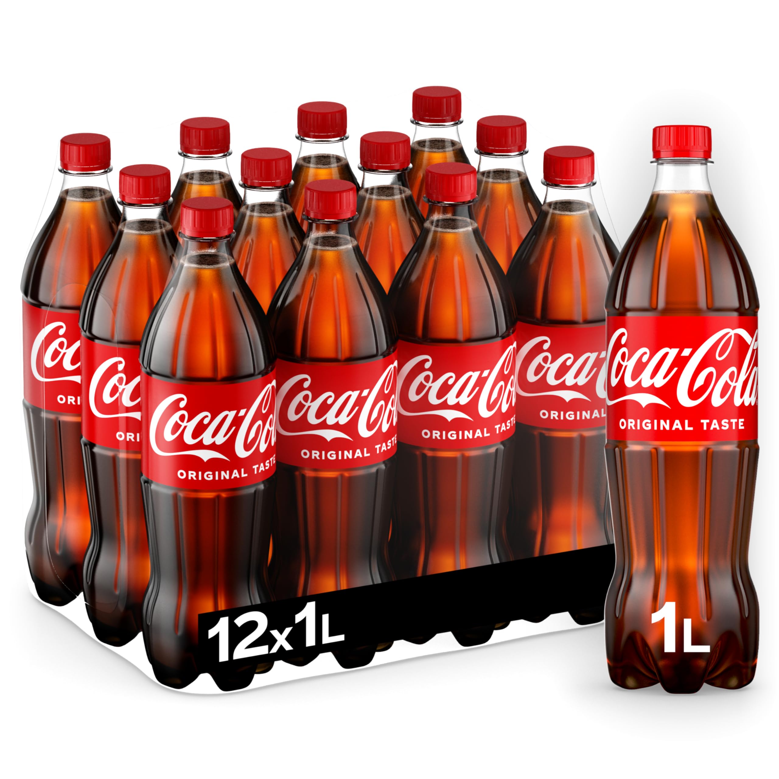 Coca-Cola Regular Carbonated Soft Drink , Pet Bottle -1 Litre (Pack of 12)