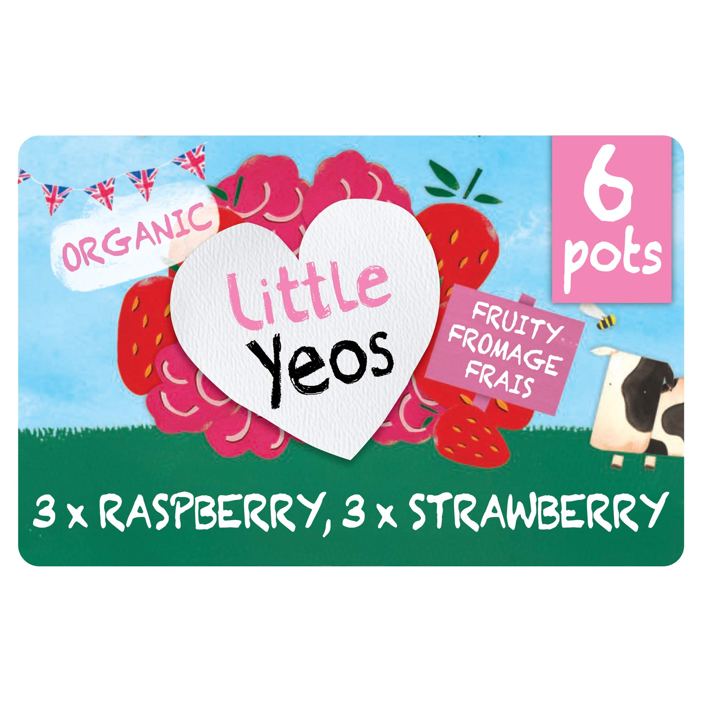Yeo Valley Little Yeos Fromage Strawberry and Raspberry Organic Frais, 6 x 45g