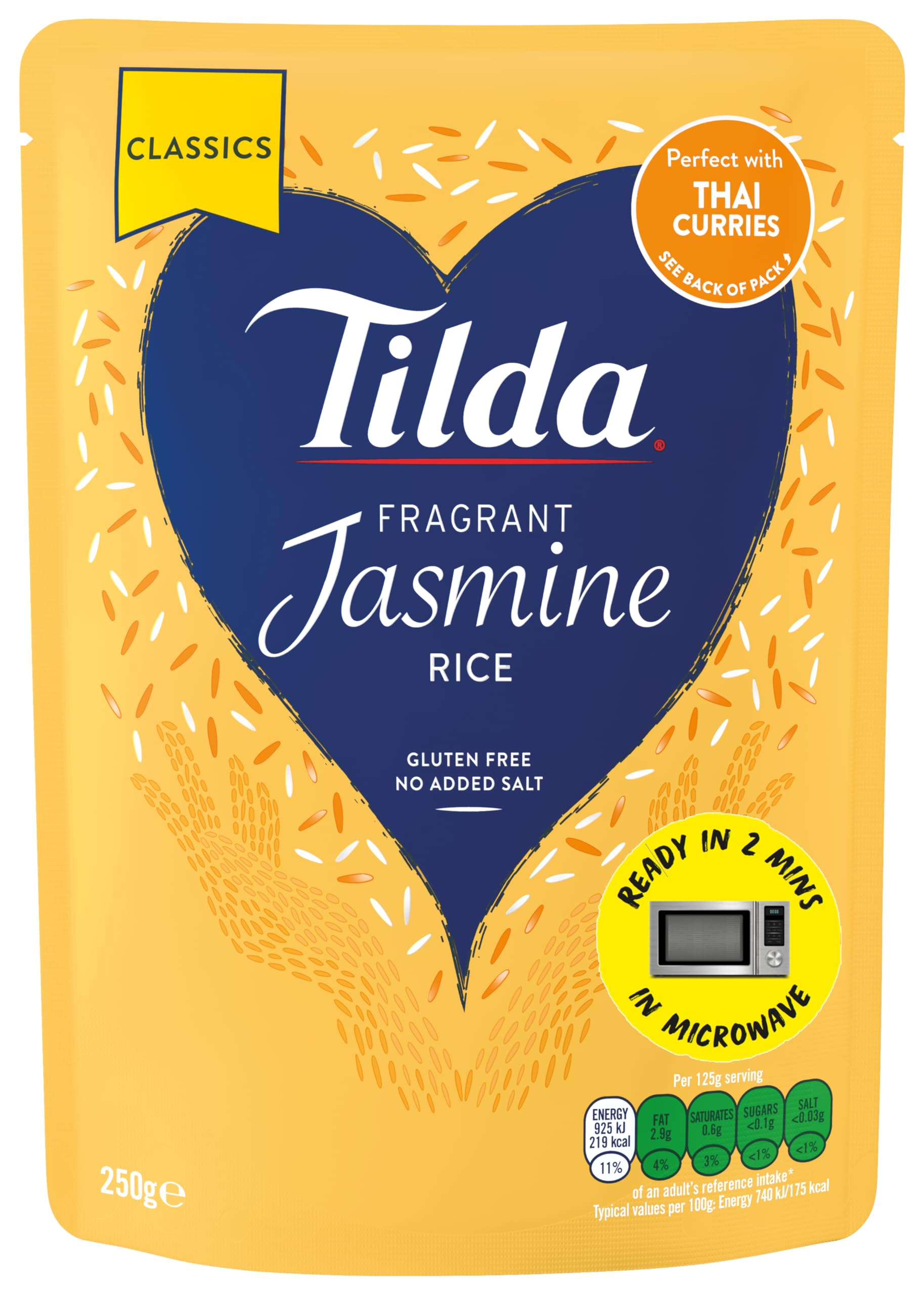 Tilda Fragrant Jasmine Rice 250g (2 min - Microwave Rice)
