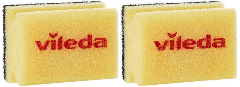 Vileda Glitzi Crystal Scourer Sponge 2 Pc, Antibacterial, Long Lasting, Hygienic - Yellow And Black (2 Pc Per Pack)