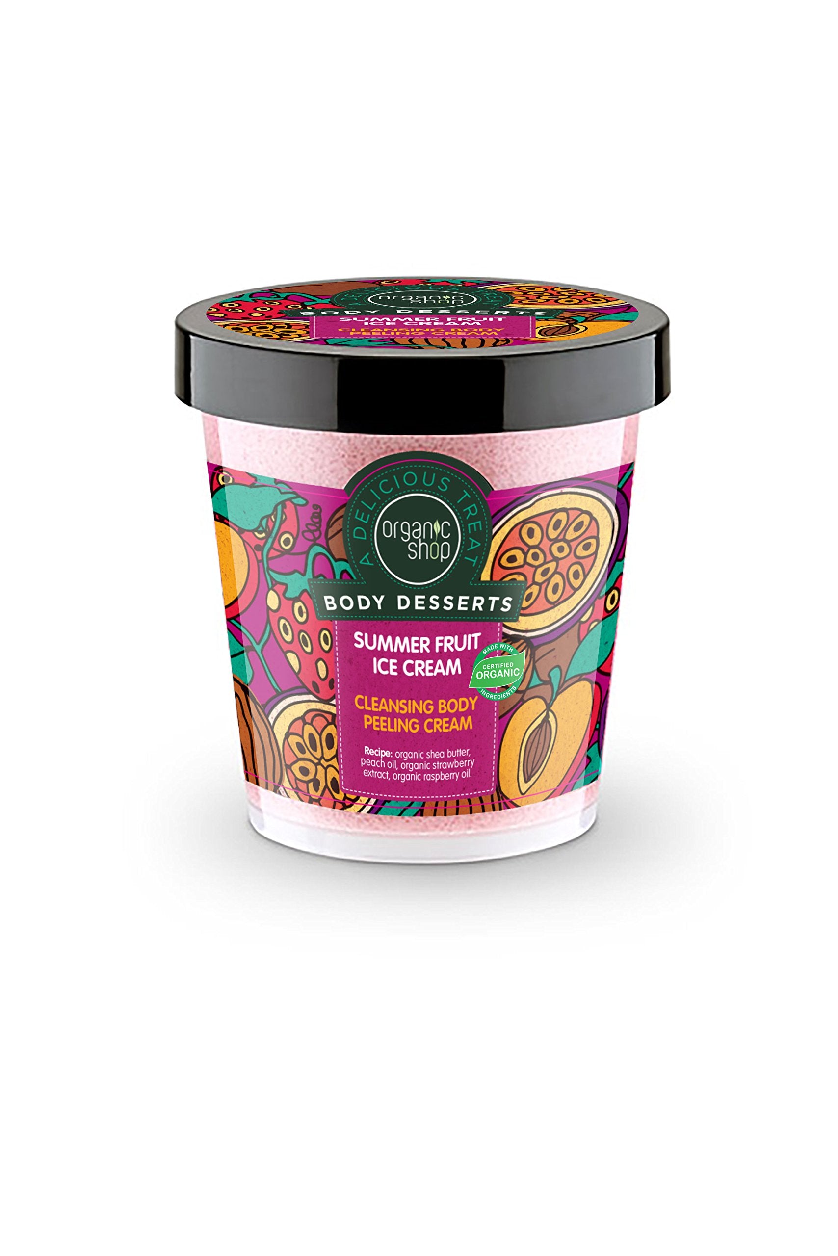 Organic Shop Body Desserts Summer Fruit Cleansing Body Peeling Cream, 450 ml