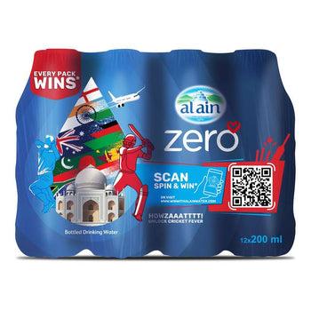 Al Ain Zero, Bottled Drinking Water - 200ml (Pack Of 12)