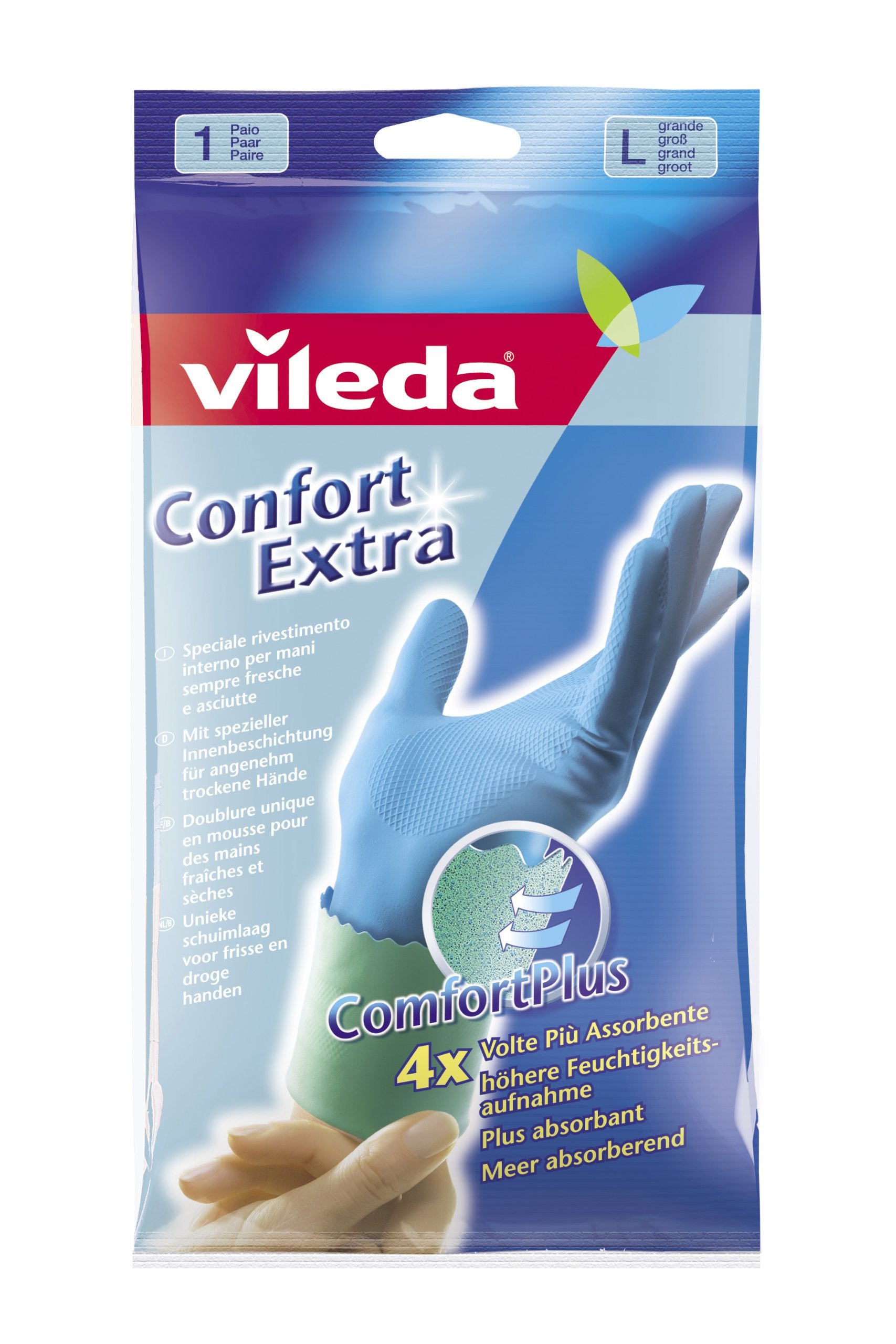 Vileda Comfort Extra Gloves with Inner Coating for Fresh and Dry Hands