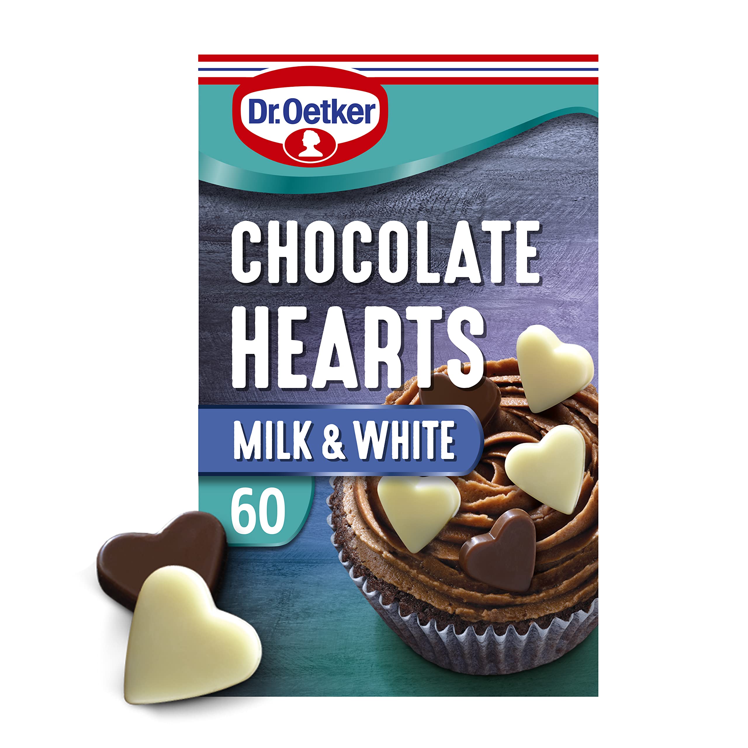 Dr Oetker Milk And White Chocolate Hearts, 40 gm