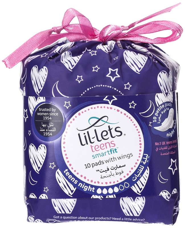 Lil-Lets Teen Ultra Night Towels Pads - Pads with Wings for Extra Security - Leak Proof Protection -Fast Absorption - Breathable - Fragrance-Free- Amazing Comfort - Skin Friendly - 10 Units